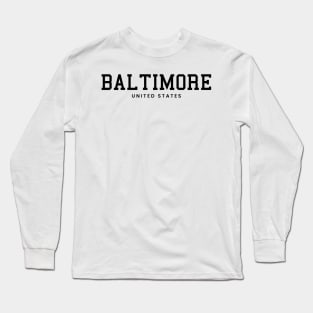 Baltimore Maryland United States Vintage Minimalist Baltimore Maryland State Name Sport Design Tees Long Sleeve T-Shirt